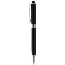 Bolígrafo clásico y elegante con detalles en plata grabado negro intenso Bolígrafo clásico y elegante con detalles en plata grabado negro intenso