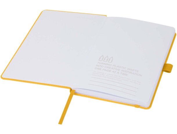 Libreta tapa dura plástico oceánico reciclado Thalaasa FSC Amarillo detalle 35