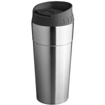 Vaso de acero con tapa plata grabada