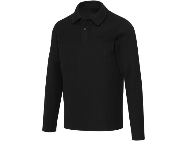 Polo manga larga Apollo algodón piqué unisex corporativo Azul marino detalle 12