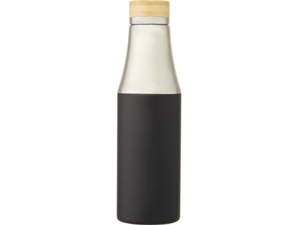 Botella de acero inoxidable con aislamiento al vacío de cobre de 540 ml con tapa de bambú Hulan Negro intenso detalle 28