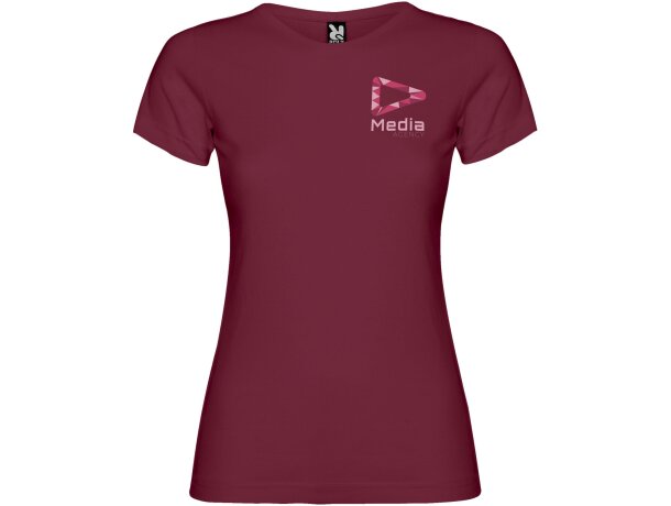 Camiseta mujer manga corta Jamaica Roly 100% algodón entallada Granate detalle 49