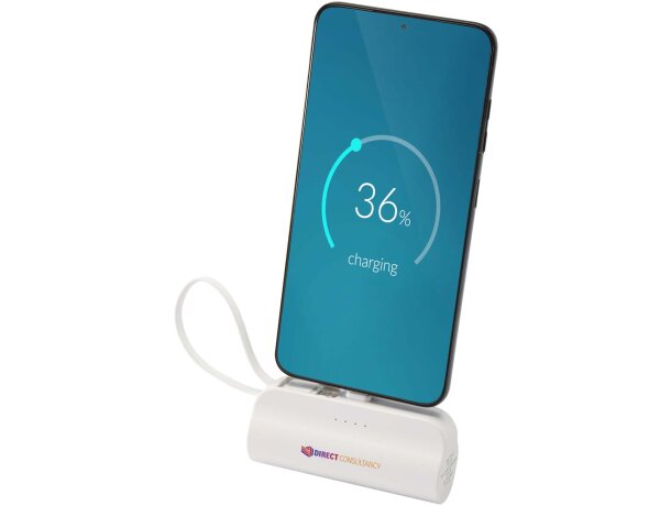 Batería externa Alnair 5000 mAh con plástico reciclado Blanco detalle 8