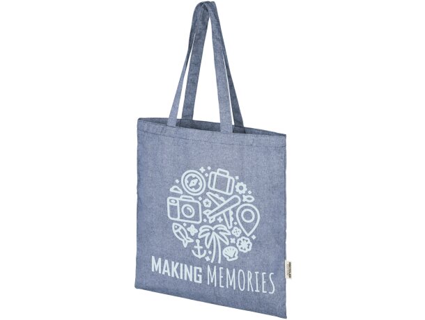 Bolsa tote Aware Pheebs de algodón y poliéster reciclado Azul mezcla detalle 7