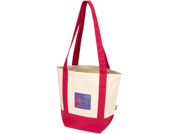 Bolsa tote mini algodón reciclado certificado GRS 320 g/m² Sam Rojo/natural detalle 8