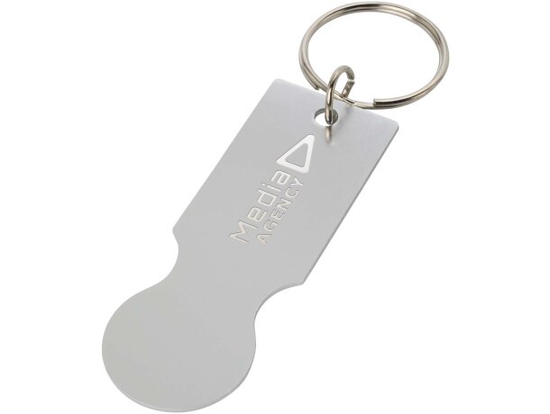 Llavero con moneda para carrito de la compra Rhea aluminio Plateado detalle 1