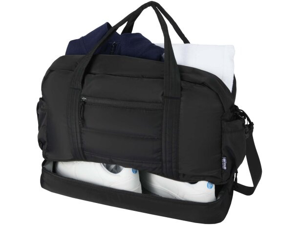 Bolsa de lona Puffer 30L con poliéster reciclado certificado GRS Negro intenso detalle 5