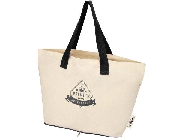 Bolsa tote Sierra 12L algodón reciclado certificado GRS Natural/negro intenso detalle 5