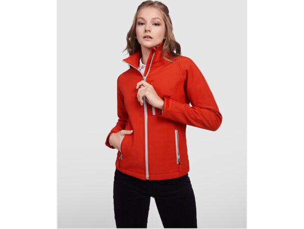 Chaqueta softshell mujer Antártida Roly con cremallera invertida Azul marino detalle 11