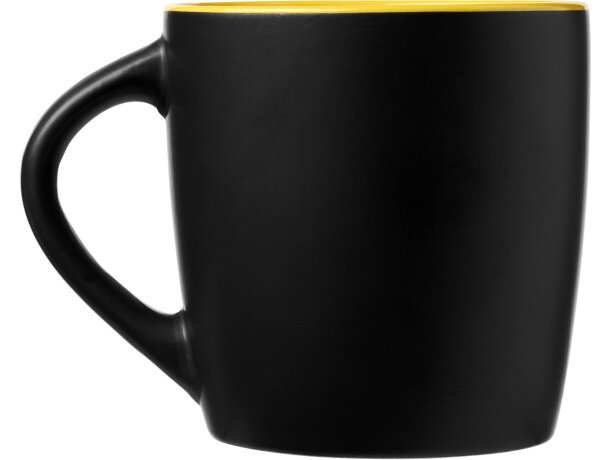 Taza cerámica Riviera 340ml mate con interior de color Negro intenso/amarillo detalle 3