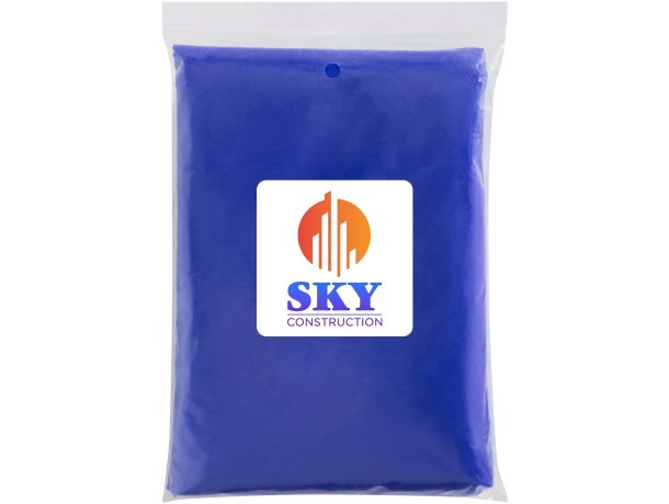 Poncho desechable reciclado Mayan con capucha Azul real detalle 4