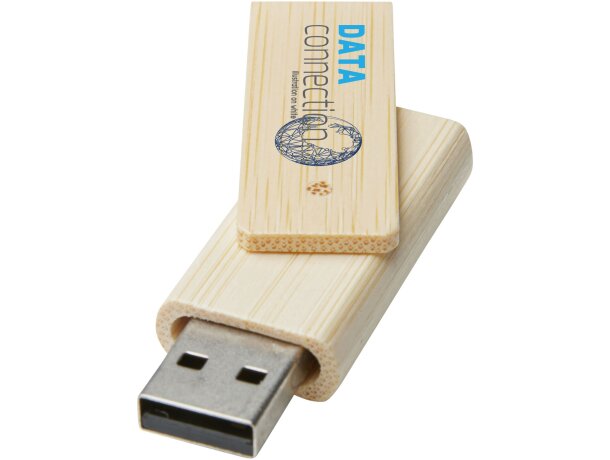 Pendrive bambú rotate 4GB personalizado con serigrafía personalizado beige