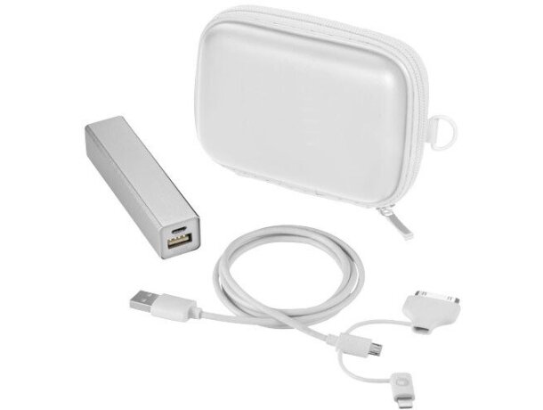 Estuche de potencia con cable de carga personalizado blanco Estuche de potencia con cable de carga personalizado blanco