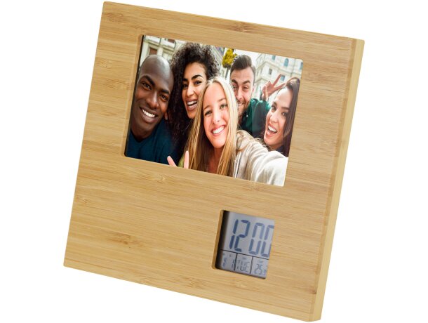 Marco de fotos bambú termómetro digital Sasa certificado FSC Natural detalle 5