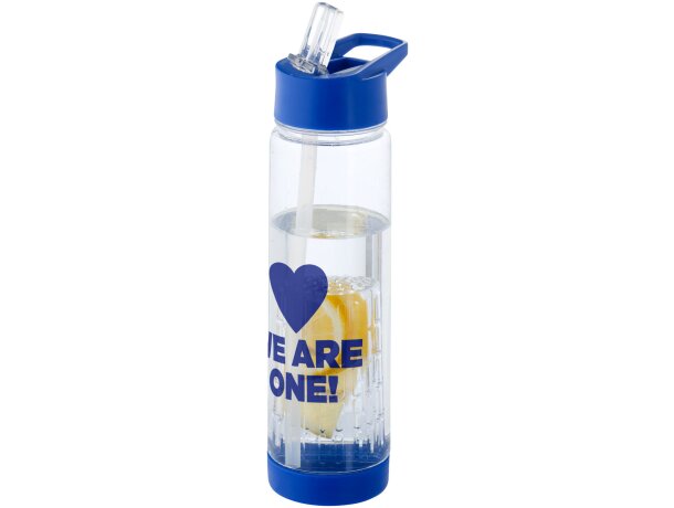 Botella deportiva y ligera con infusor de rosca para fruta 740 ml personalizada barato transparente/azul