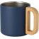 Taza acero inoxidable reciclado Bjorn con asa de madera Azul oscuro detalle 11