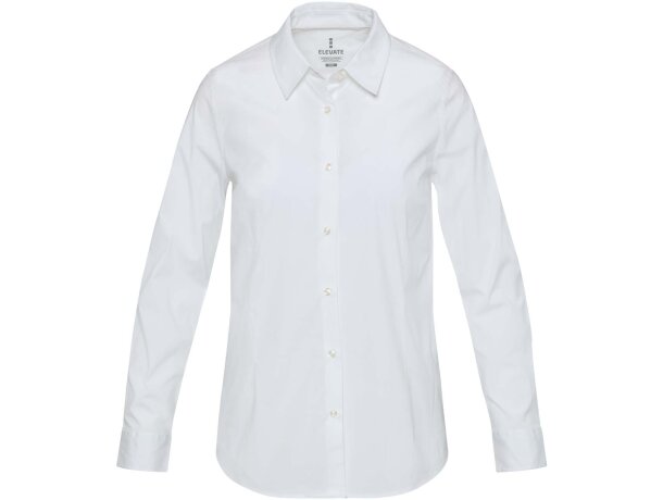 Camisa popelina mujer Carnelian algodón BCI elástico Blanco detalle 6