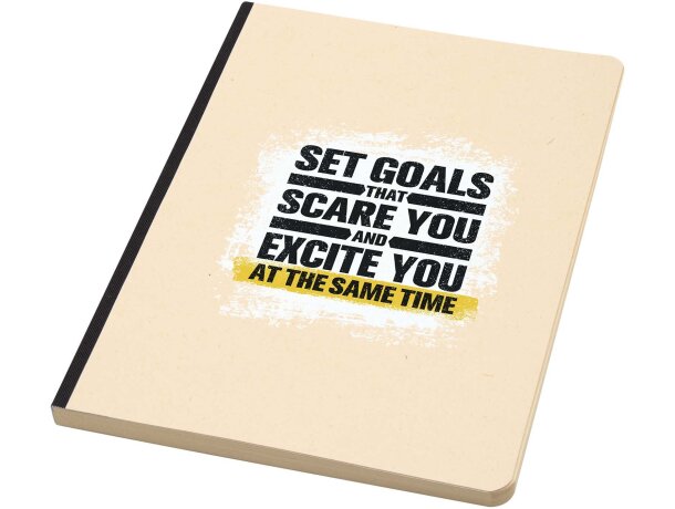 Libreta A5 tapa blanda Liliana papel caña azúcar y RPET Negro intenso detalle 1