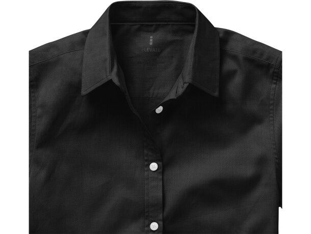 Camisa tipo Oxford de manga corta de mujer Manitoba Negro intenso detalle 13