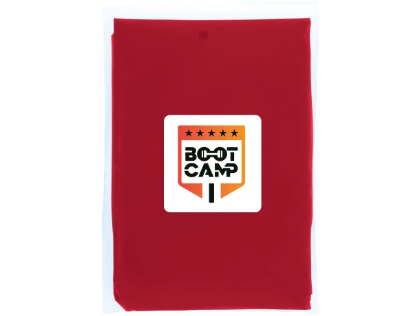 Poncho desechable reciclado Mayan con capucha Rojo detalle 10