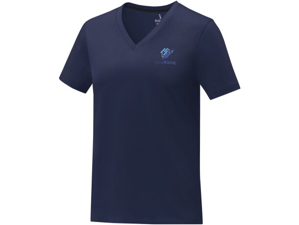 Camiseta de manga corta y cuello en V para mujer Somoto Azul marino detalle 9