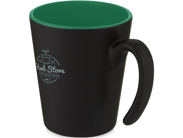 Taza de cerámica con asa Oli 360 ml personalizable Verde/negro intenso detalle 16
