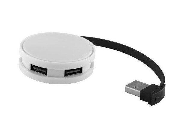 Hub circular con cuatro puertos personalizado blanco Hub circular con cuatro puertos personalizado blanco