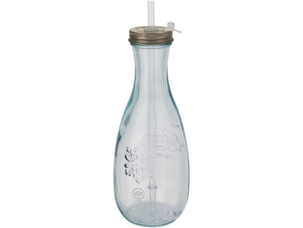 Botella de vidrio reciclado con pajita Polpa Transparente claro detalle 1