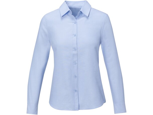 Camisa manga larga mujer Pollux Oxford entallada personalizable Azul claro detalle 7