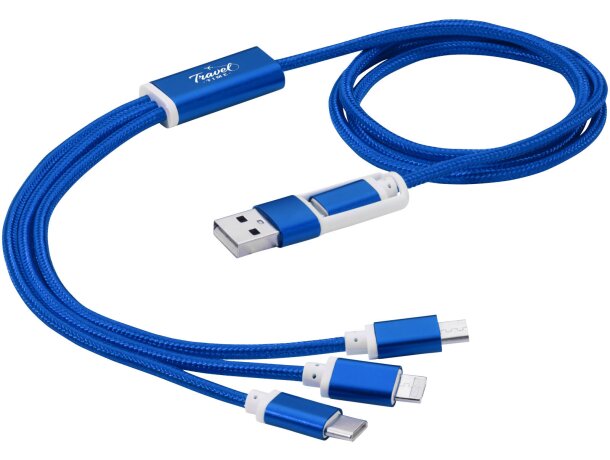Cable de carga personalizado 100 cm con 5 conectores Versatile Azul real detalle 5