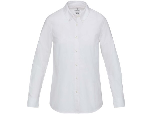 Camisa oxford mujer Sphene algodón BCI certificado Blanco detalle 6