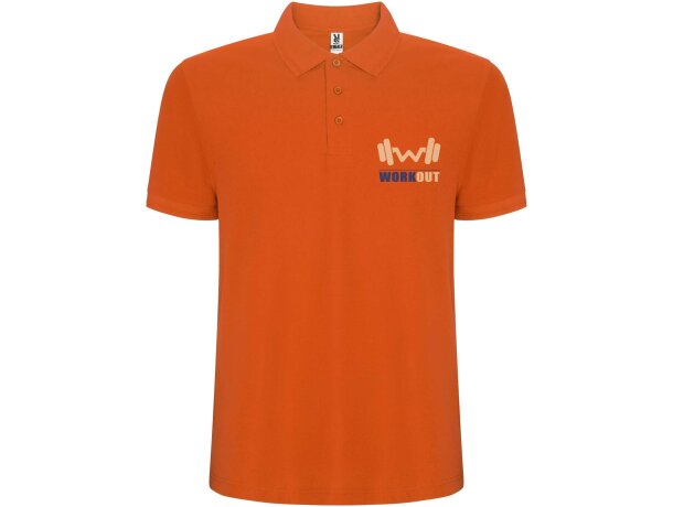 Polo manga corta hombre Pegaso Premium Roly punto piqué Naranja detalle 3