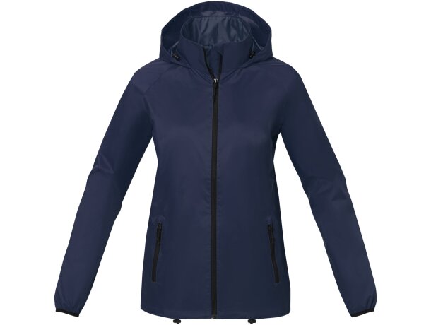 Chaqueta ligera impermeable mujer Dinlas con capucha enrollable Azul marino detalle 14