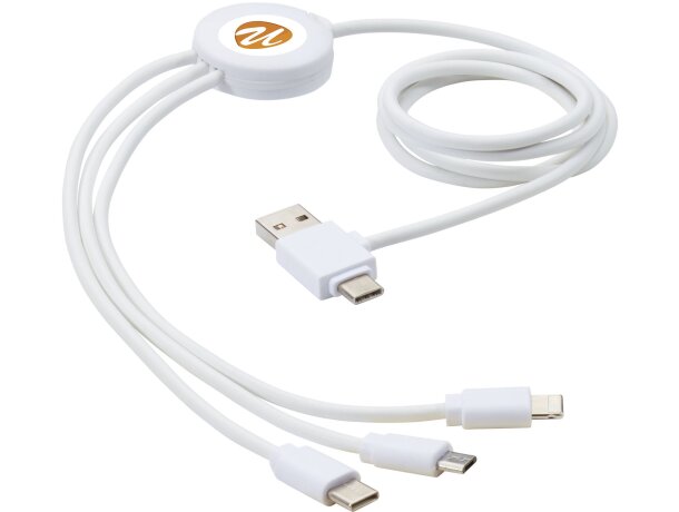 Cable de carga 5 en 1 Pure con aditivo antibacteriano Blanco detalle 3
