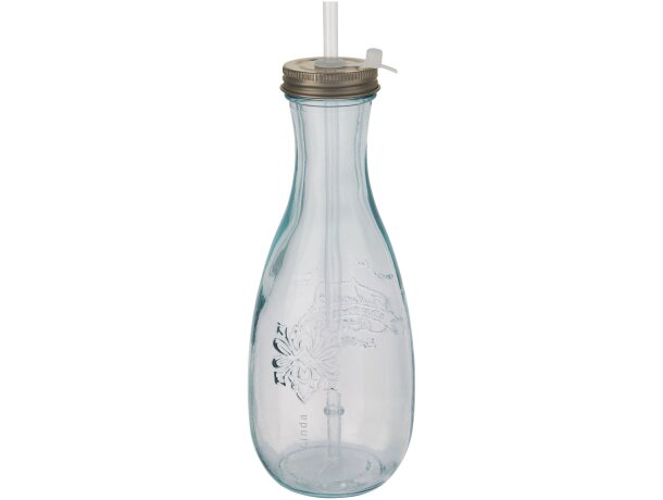 Botella de vidrio reciclado con pajita Polpa personalizado