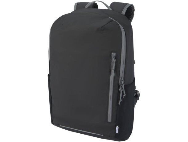 Mochila portátil 15 pulgadas Aqua con poliéster reciclado GRS Negro intenso detalle 7