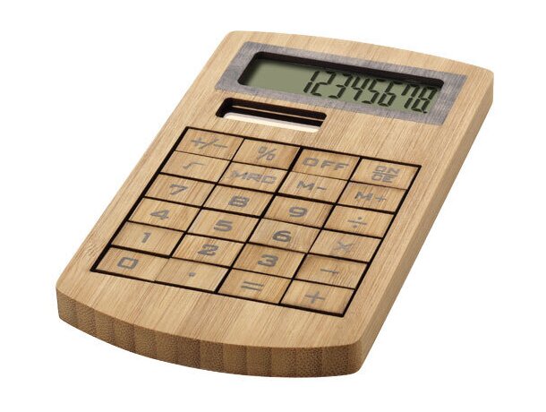 Calculadora elegante fabricada en bambú barato