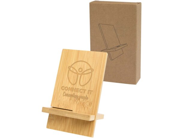 Soporte bambú desmontable Ceibo con hueco cable certificado FSC Madera detalle 1