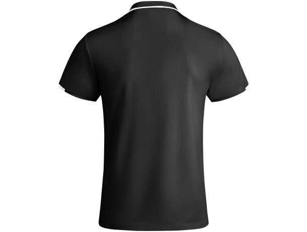 Polo deportivo manga corta infantil Tamil Roly poliéster reciclado Negro intenso/blanco detalle 11