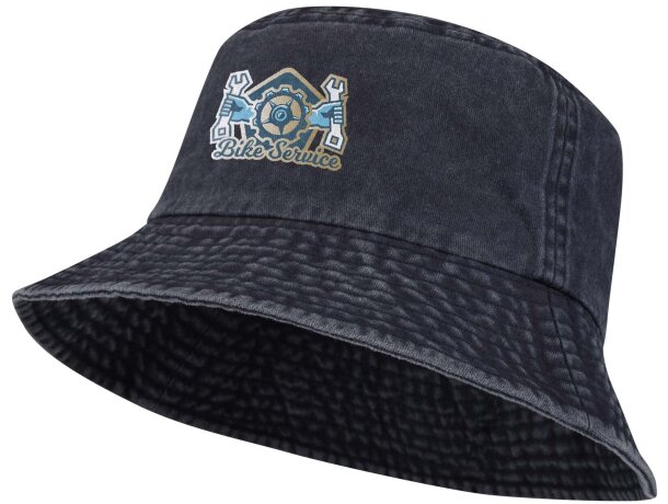 Gorro lavado Mitica con algodón reciclado y acabado vintage Azul marino detalle 7