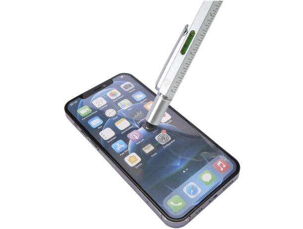 Bolígrafo multifunción Dora aluminio reciclado con stylus Plateado detalle 6