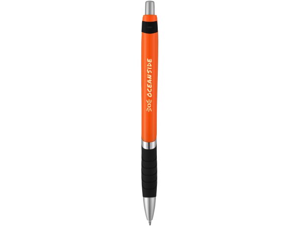 Bolígrafo de color liso con empuñadura de goma Turbo Naranja/negro intenso detalle 4
