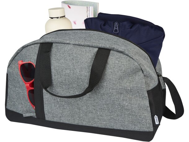 Bolsa deportiva de lona reciclada con certificación GRS Reclaim Negro intenso/gris mezcla detalle 4
