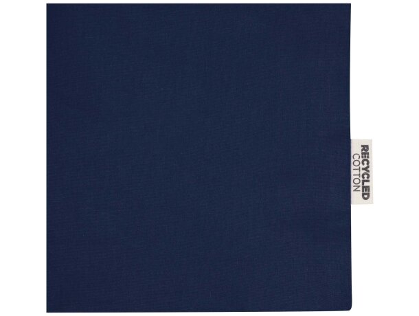 Bolsa tote con refuerzos algodón reciclado certificado GRS Madras Azul marino detalle 15