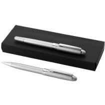 Juego de bolígrafo y rollerball en metal personalizado plata Juego de bolígrafo y rollerball en metal personalizado plata