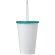 Vasos de plástico publicitario pp reciclado con pajita de silicona 350ml Azul claro detalle 1