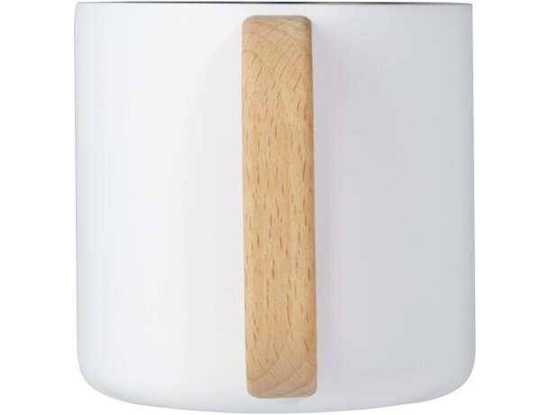 Taza acero inoxidable reciclado Bjorn con asa de madera Blanco detalle 15