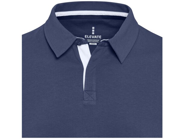 Sudadera polo rugby unisex Clyde algodón orgánico 280 g/m² Azul marino detalle 11