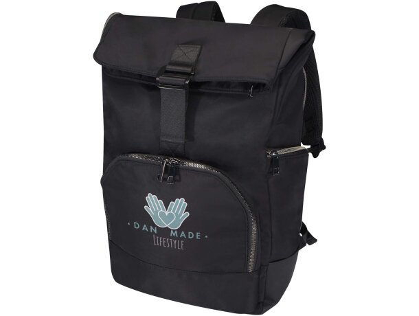 Mochila enrollable Rhine nylon reciclado GRS para portátil 15 Negro intenso detalle 1
