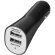 Adaptador doble para coche con usb negro intenso grabado
